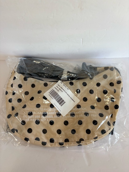 NWT BAGGU BAGGU Medium Nylon Crescent Bag -  Cream & Black Polka Dot - Picture 2 of 13
